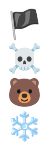 Pre-fix content_shell: flag, skull, bear and snowflake stacked separately